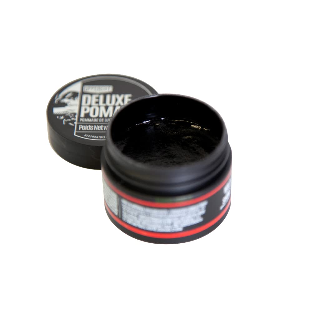 UPPERCUT DELUXE Deluxe Pomade, 0.9 oz / 30g - Strong Hold, High Shine Hair Pomade – Water-Based, Easy Washout – Classic Barber Styling for Slick Backs, Side Parts & Pompadours