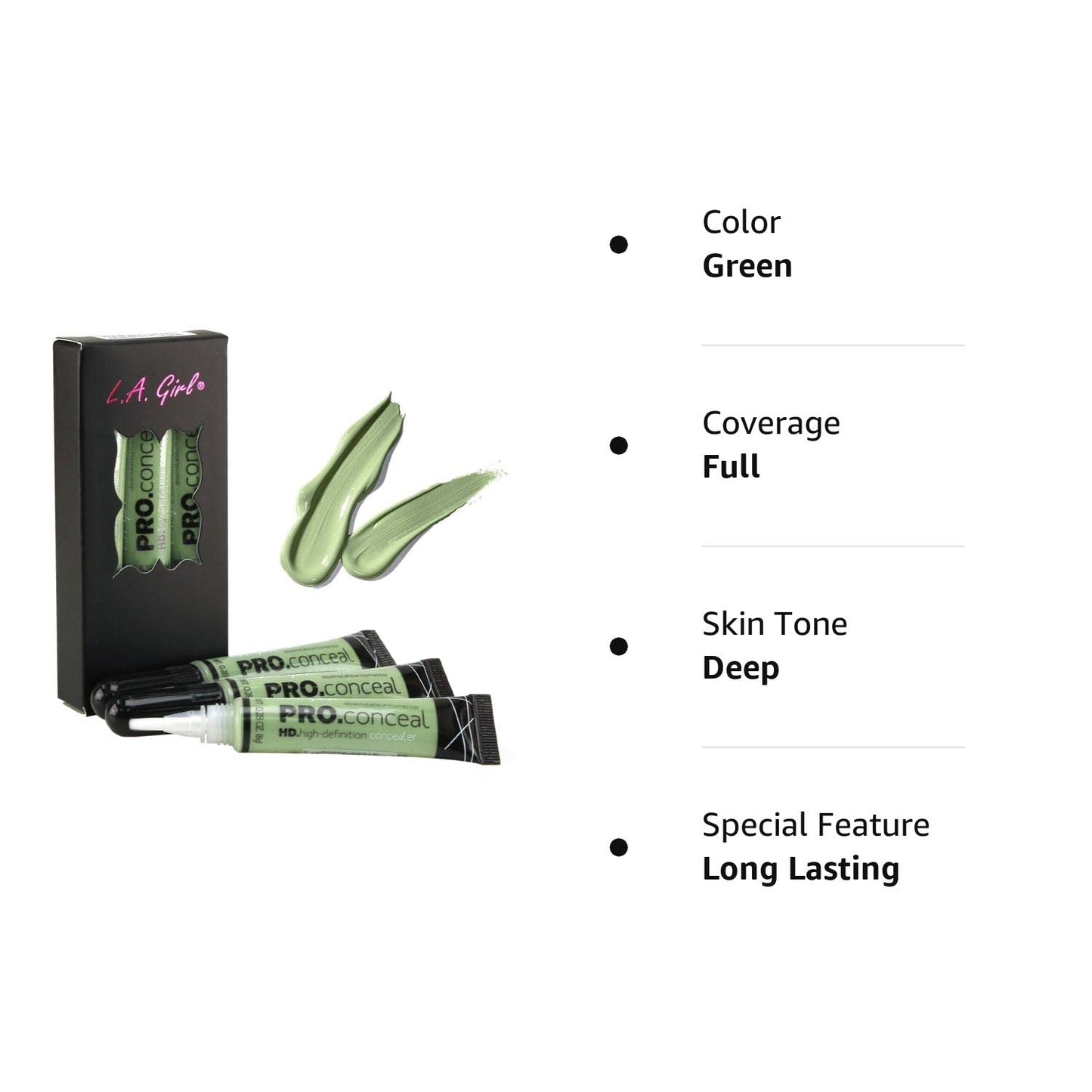 (CHOOSE YOUR COLOR) LA Girl HD Conceal High Definition Concealer 13 Color Choices (Green)