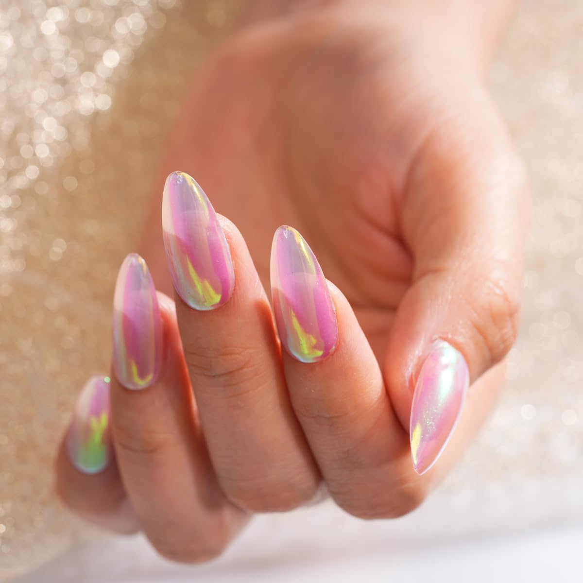 Pretty Diva 0.3g Unicorn Chrome Nail Powder, Aurora Iridescent Chrome Powders for Nails, Mermaid Chrome Powder for Nails Chrome Mica Powder Manicure Pigment (aurora, 0.3g)