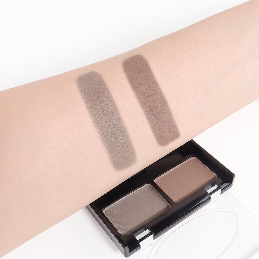 Eyebrow Powder Medium Brown Light Gray Kit,Eye Brow Powder for Women with Double-ended Eyebrow Brush,Long-Lasting Waterproof Two Colors Brow Filler Get Full Defined Natural Brows,Powder Eyebrow Makeup