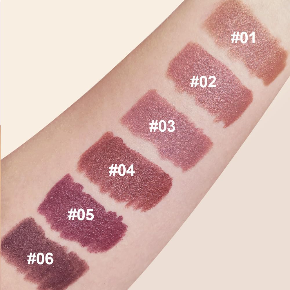 Matte Lipstick Crayon for Women, Dark Brown 24 Hour Lipstick Lip Liner Pencil, Neutral Lip Stick Lipliner Long Lasting Waterproof Smudge Proof, Vegan & Cruelty-Free, 06