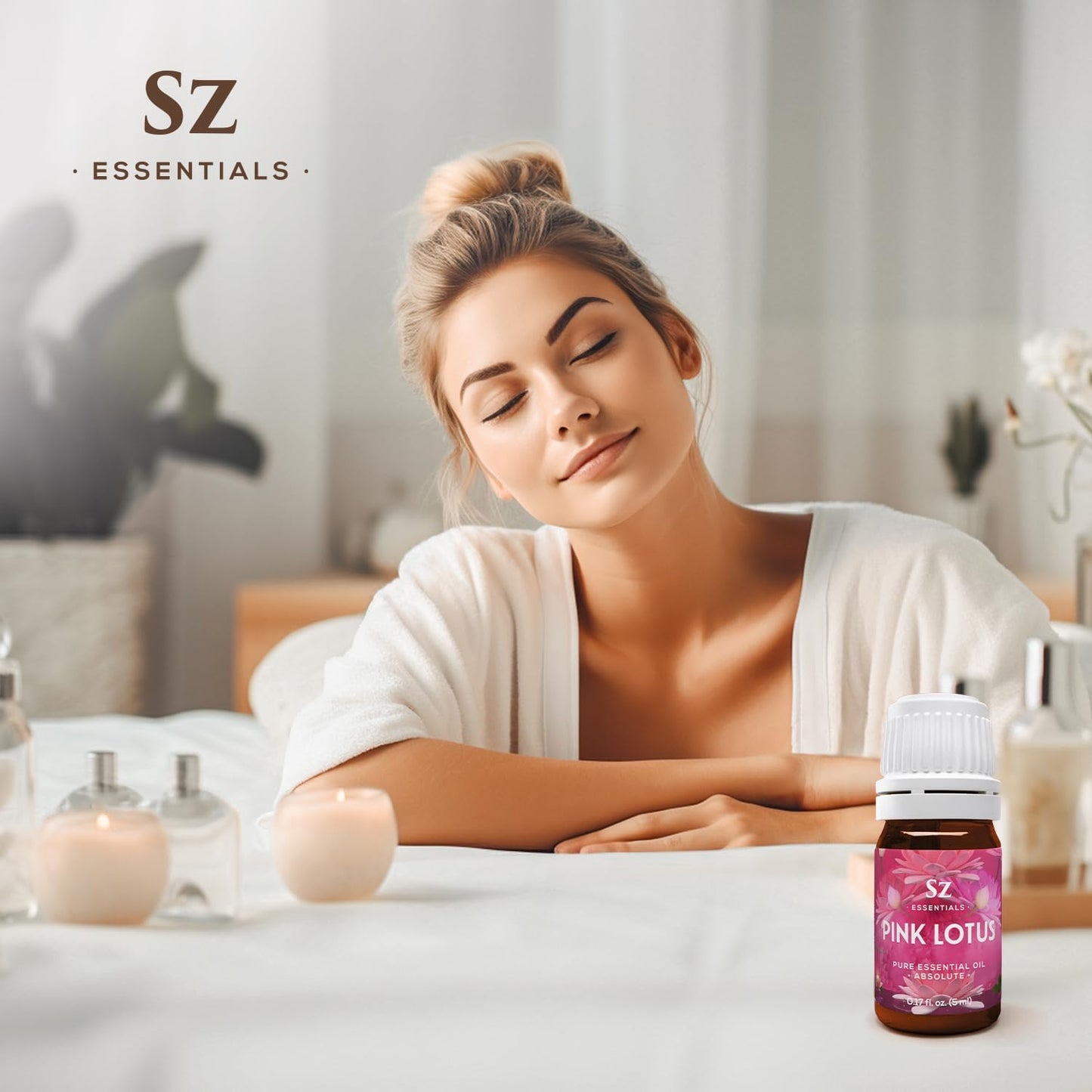 Pink Lotus 100% Pure, Essential Natural Oil - Extracted from Nymphaea Nucifera - Divine & Sweet Scent, with Exotic Floral Overtones - Therapeutic Grade & Vegan - 0.17oz (5ml)