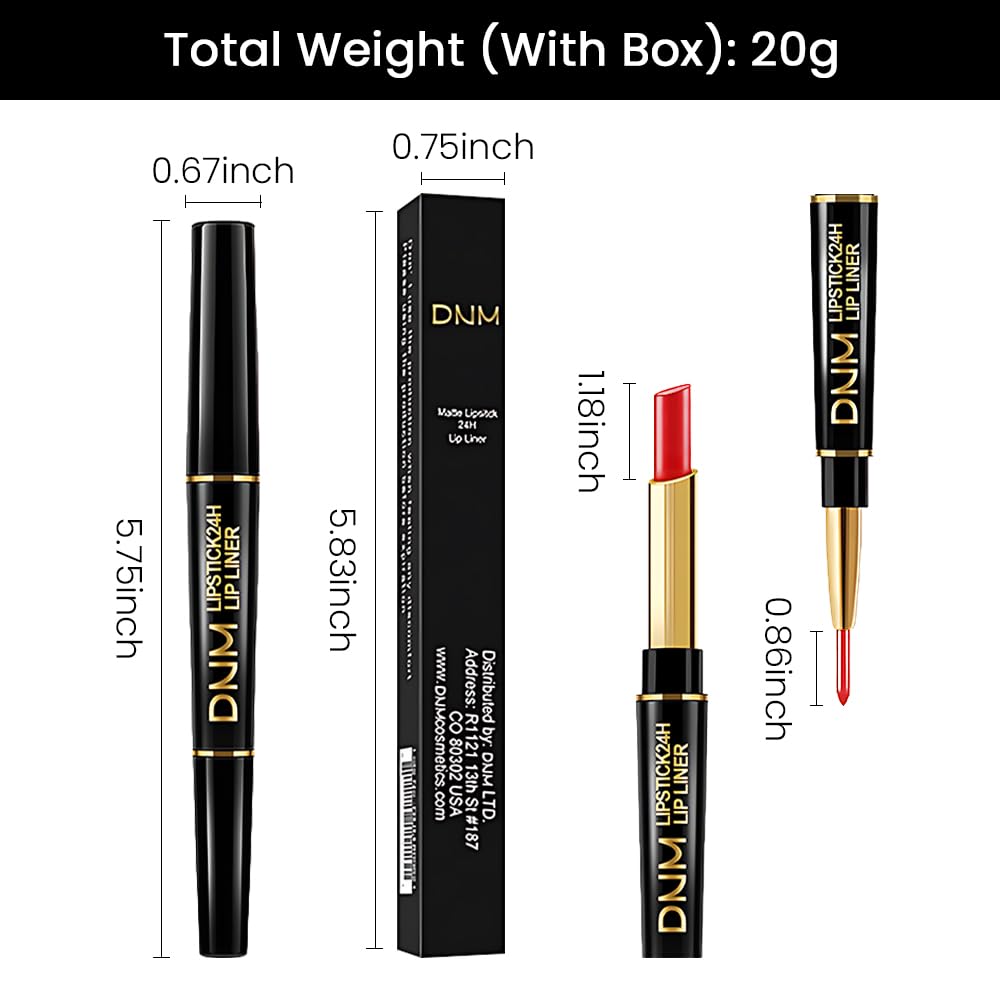 evpct 1Pcs Red Velvet Matte Lip Liner and Lipstick Combo Set Kit for Women, Fire Orange British Red Magic 24 Hours Lipstick and Lip Liner Stain Makeup Set Long Lasting Waterproof 24 labial, 42#