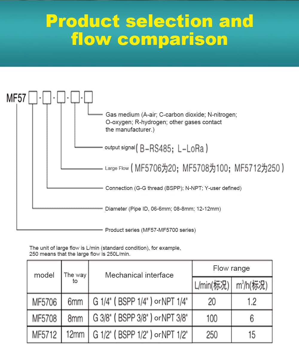 Digital Gas Flow Meter for Air, Portable Gas Mass Nitrogen Oxygen Flow Rate Meter, Compressed Air Digital Display Tester (MF5706 (0-20L/min))
