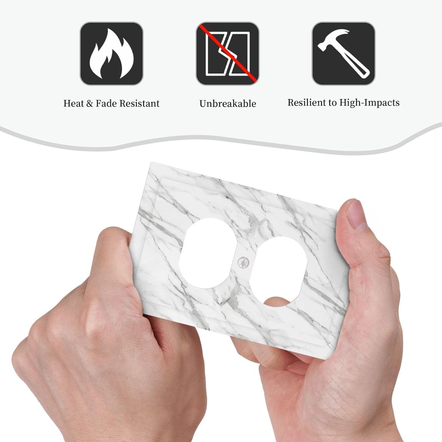 Decorative Outlet Covers Modern Grey Marble Texture 1 Gang Duplex Light Switch Cover Plate Unique Wall Plates for Electrical Outlets Switch Plate Covers for Bedroom Kitchen Home Decor