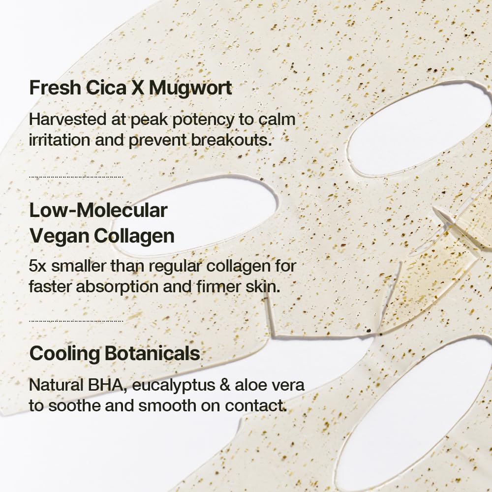 NDP Collagen Cica Cooling Hydro Mask – World’s First Freeze-Ready Hydrogel Face Mask with 55,000Da Vegan Collagen, Real Mugwort & Centella – Korean Mask for Sensitive Skin, 36g x 4ea