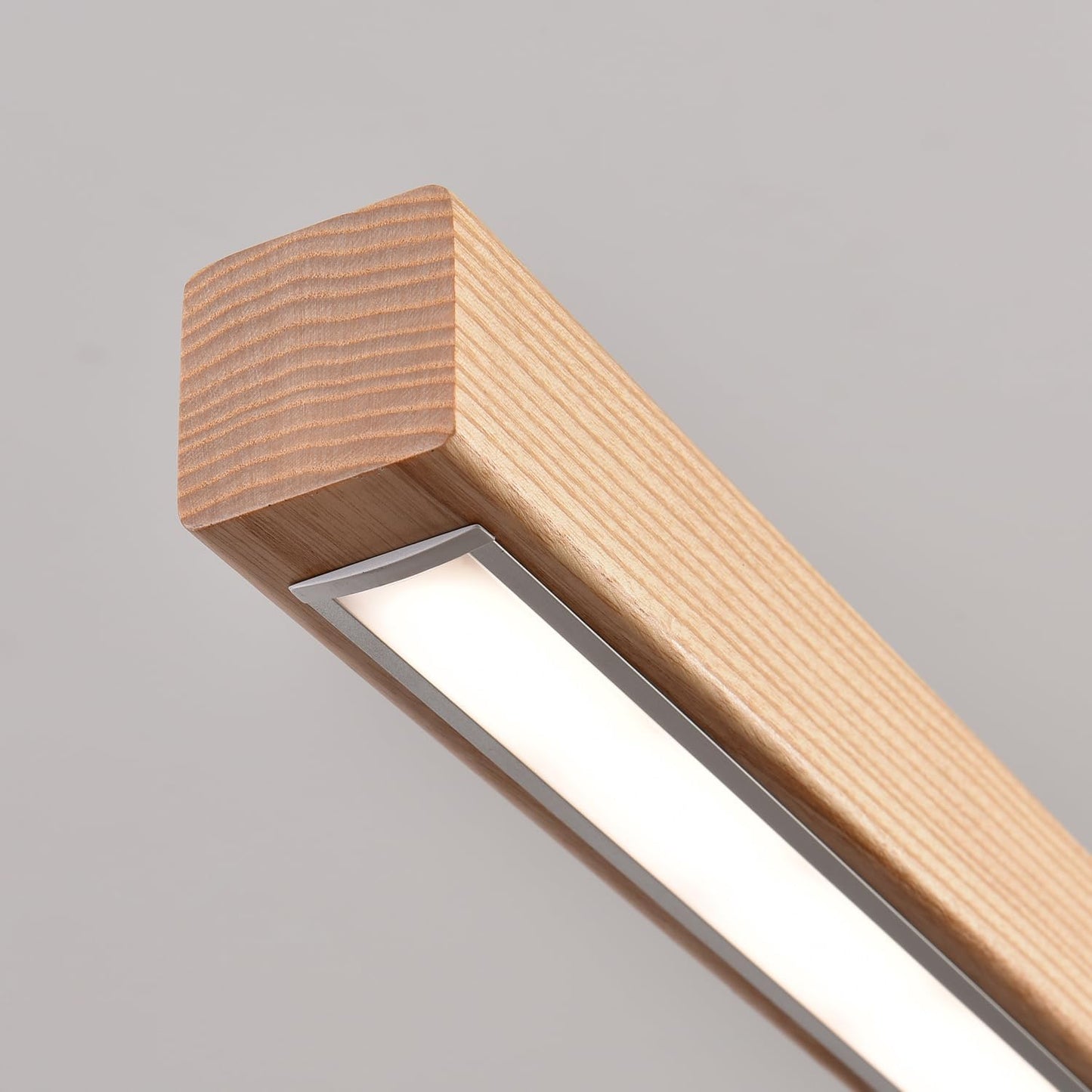 31.5" 18W 1-Light Wooden Led Linear Pendant Light Dimmable Led Ceiling Hanging Light Fixtures Modern Chandeliers for Dining Room Kitchen Island Lights Natural