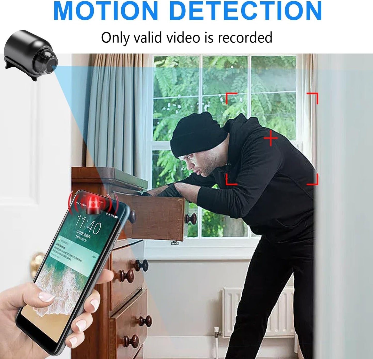 Smallest Wireless WiFi IP Camera,HD1080P Portable Mini Camera with Video Recording Live Feed,Baby Monitor,Nanny Cam,with Night Vision,Motion Detection,Cloud Storage for Security with iOS Android APP