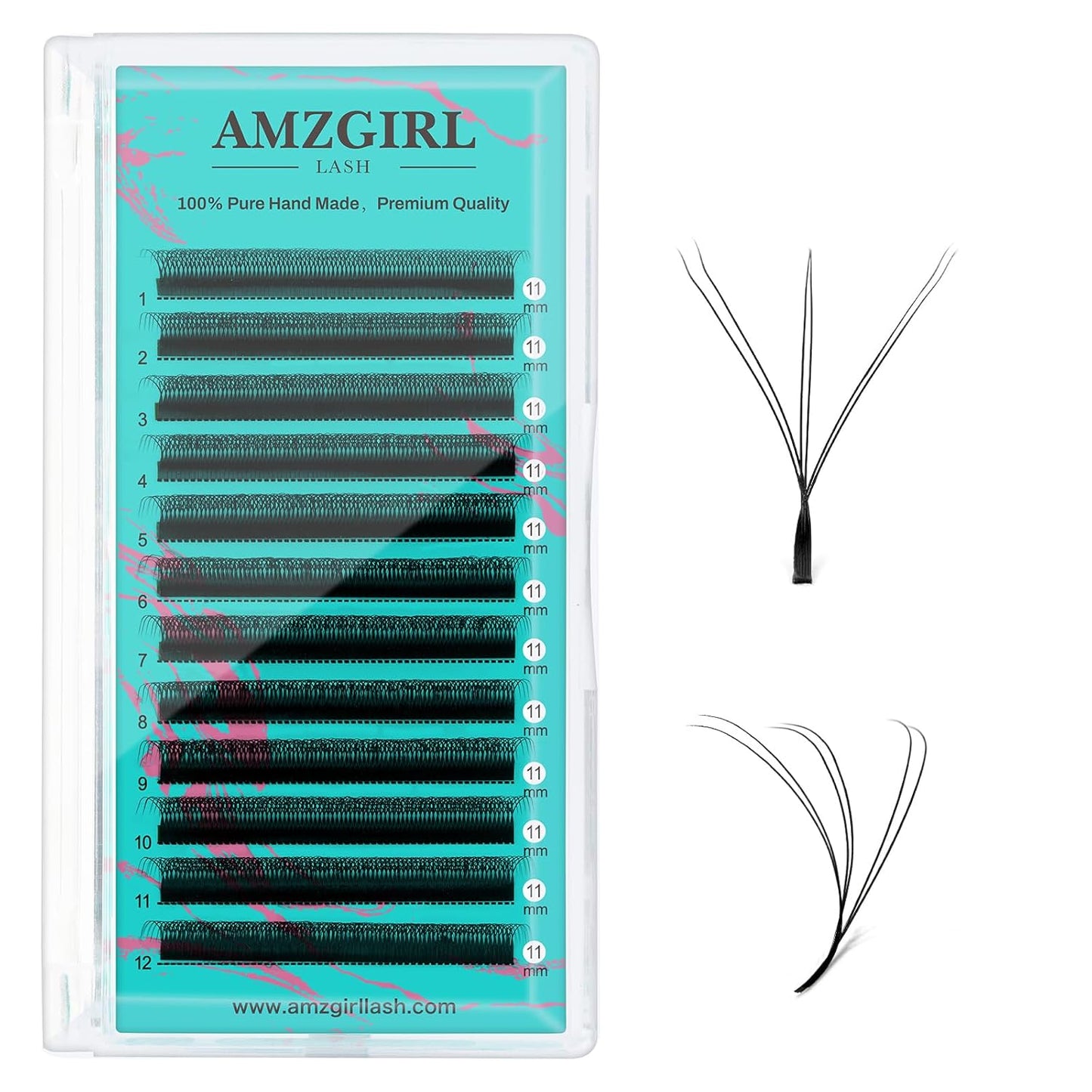 Lash Extensions Cashmere Volume Lash Extensions,6DW Premade Eyelashes Rapid Blooming Volume Eyelash Extension Mixed Tray/Single Length C D Curl for Lash Technicians(11mm)