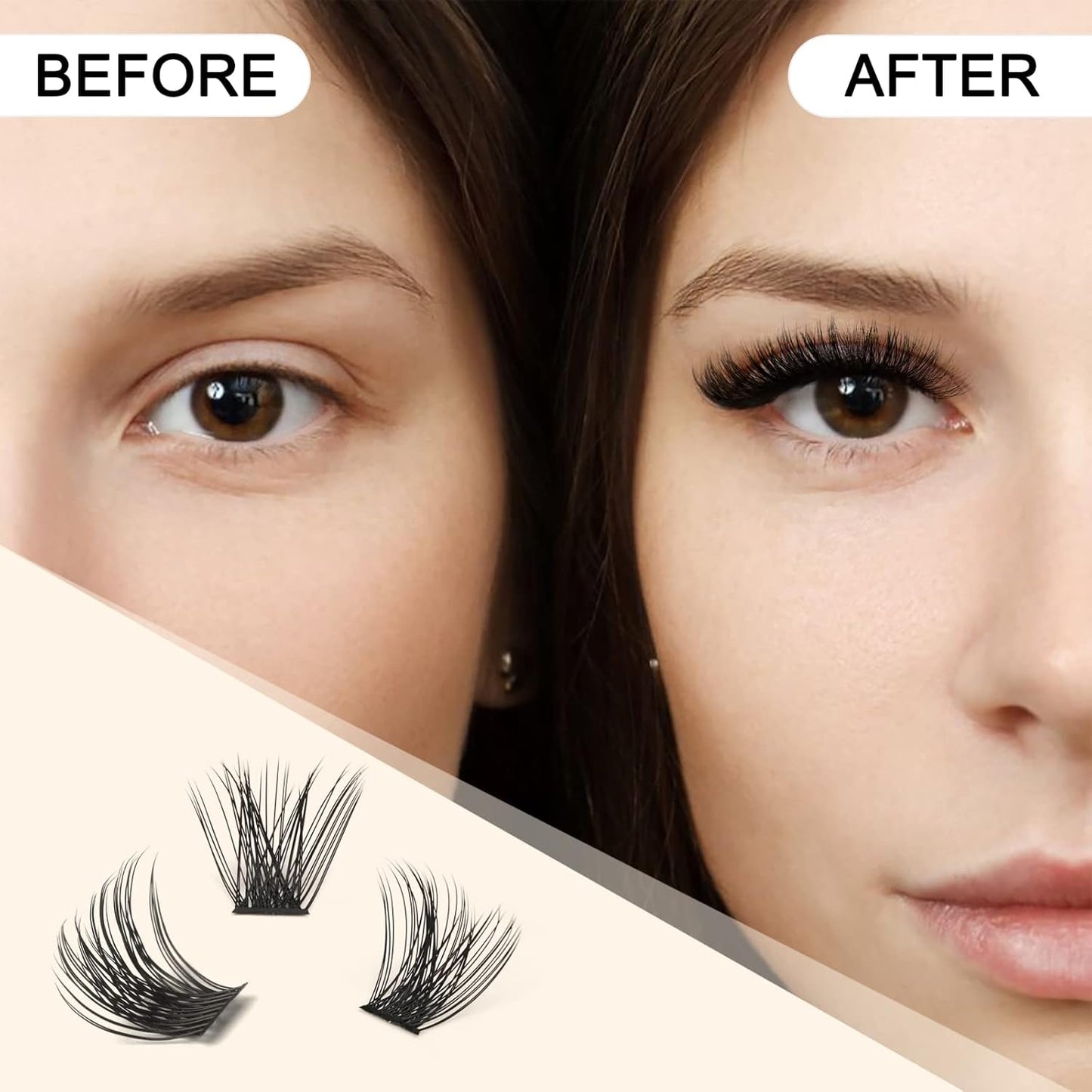 QUEWEL Lash Clusters 72 Pcs Wide Stem Individual Cluster Lashes C/D Curl 8-18mm DIY Eyelash Extension False Eyelashes Natural&Mega Styles Soft for Personal Makeup Use at Home (Mega-D-MIX12-18)