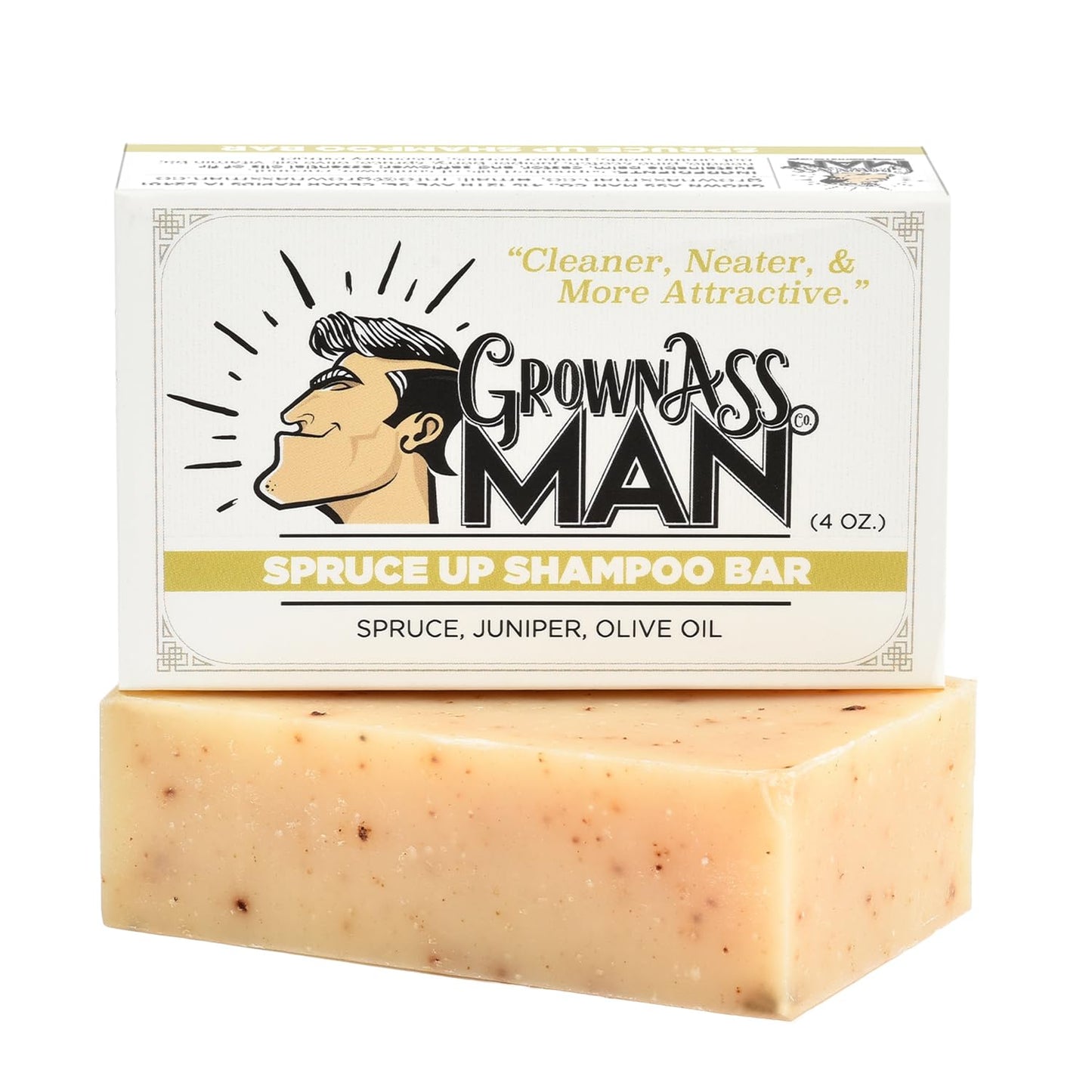 Solid Shampoo Bar Rich Lather 3 in 1: Hair, Beard & Body Wash - Plastic Free & Eco-Friendly, Natural & Organic for All Hair Types, 4oz Bar (Spruce Up, Single)