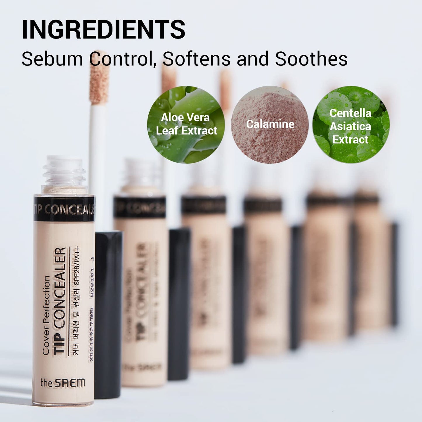 THE SAEM Cover Perfection Tip Concealer, Liquid Multi-Use Concealer, Full Coverage Makeup for Acne Dark Spots Dark Circles Hyperpigmentation and Blemishes, 0.2 fl.oz. (#1 Clear Beige)