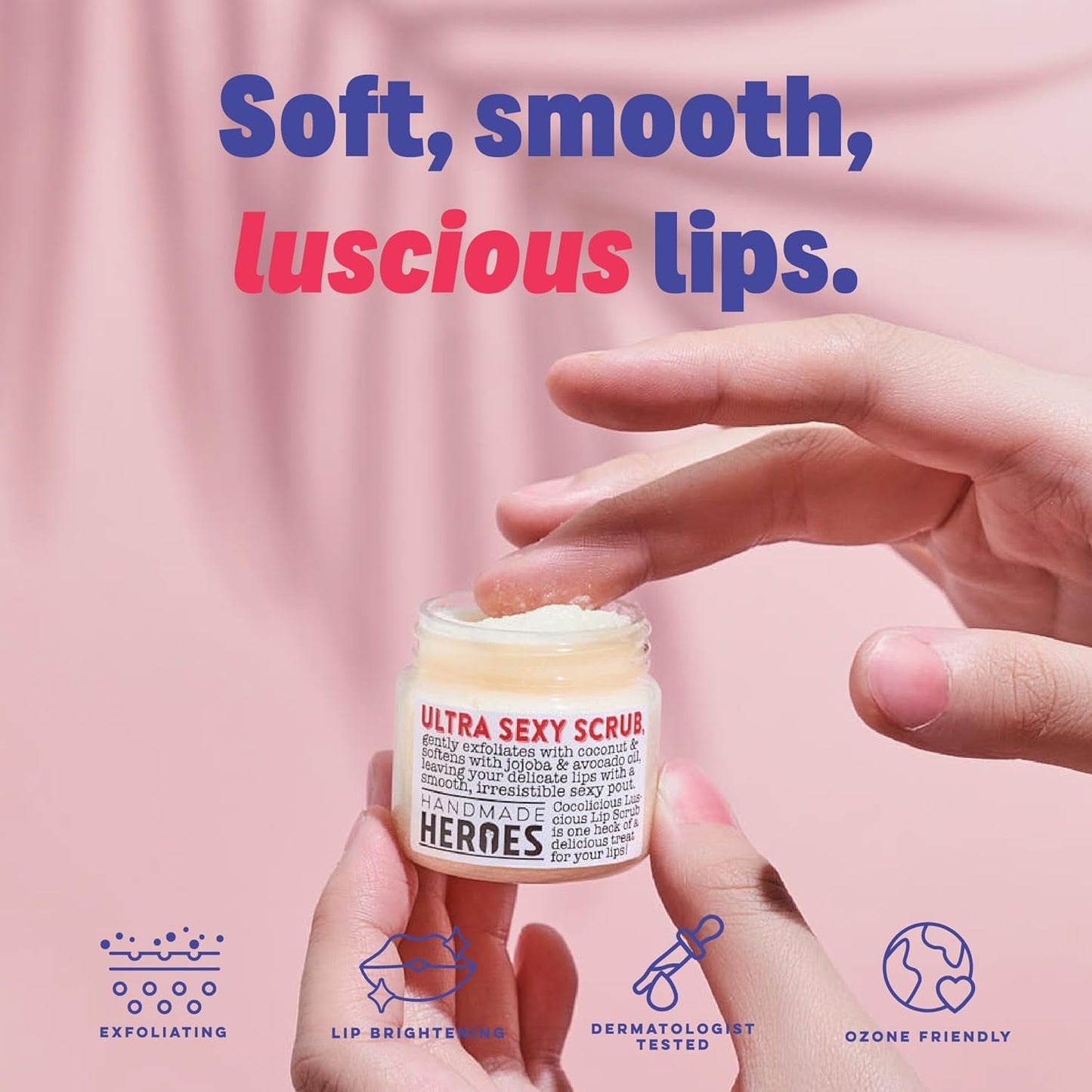Handmade Heroes 100% Natural Coconut Lip Exfoliator & Lip Mask Gift Set - Gentle Exfoliant Sugar Lip Polish & Moisturizer for Chapped & Dry Lips
