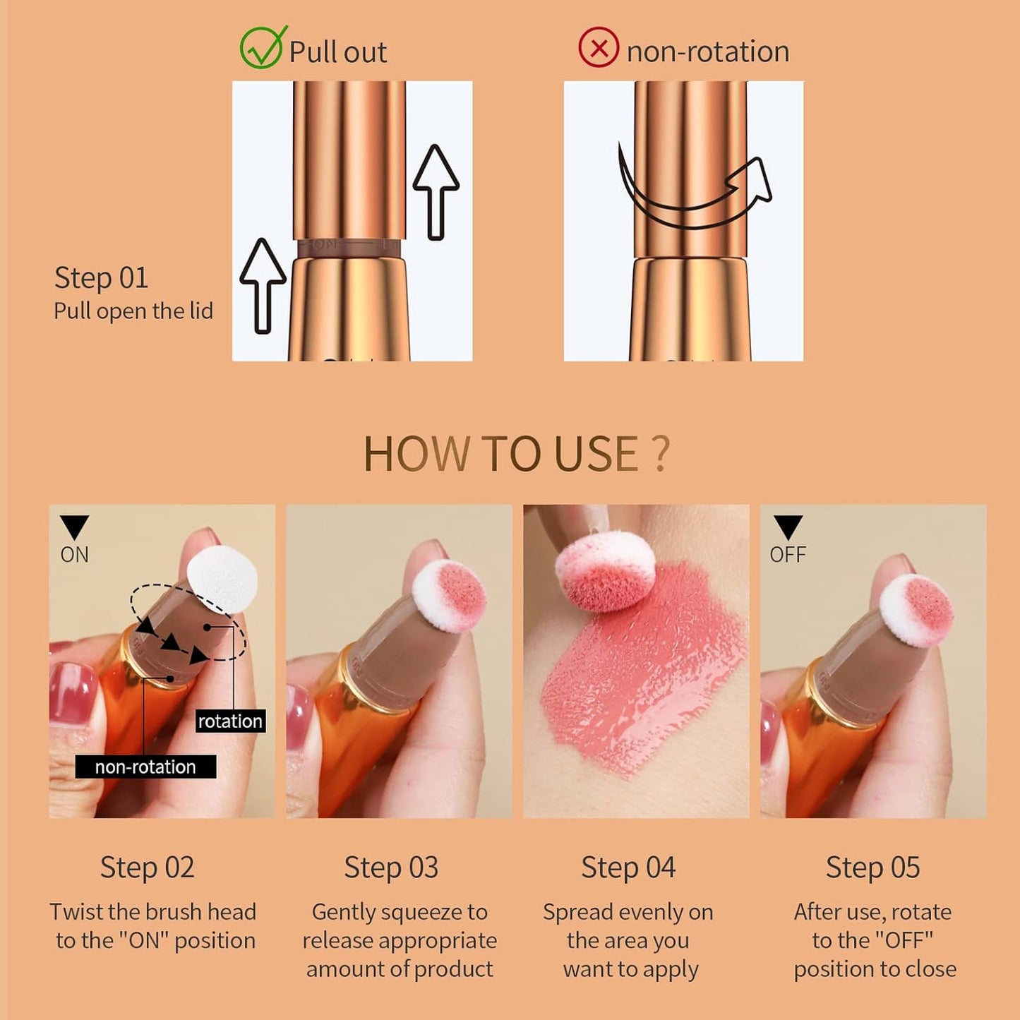 Highlighter Beauty Wand, Cream Liquid Highlighter Makeup Stick, Silky Smooth Face Shimmer Bronzer Stick with Cushion Applicator, Lightweight Body Face Glowing Highlighter, Cruelty-free(Pearl White)