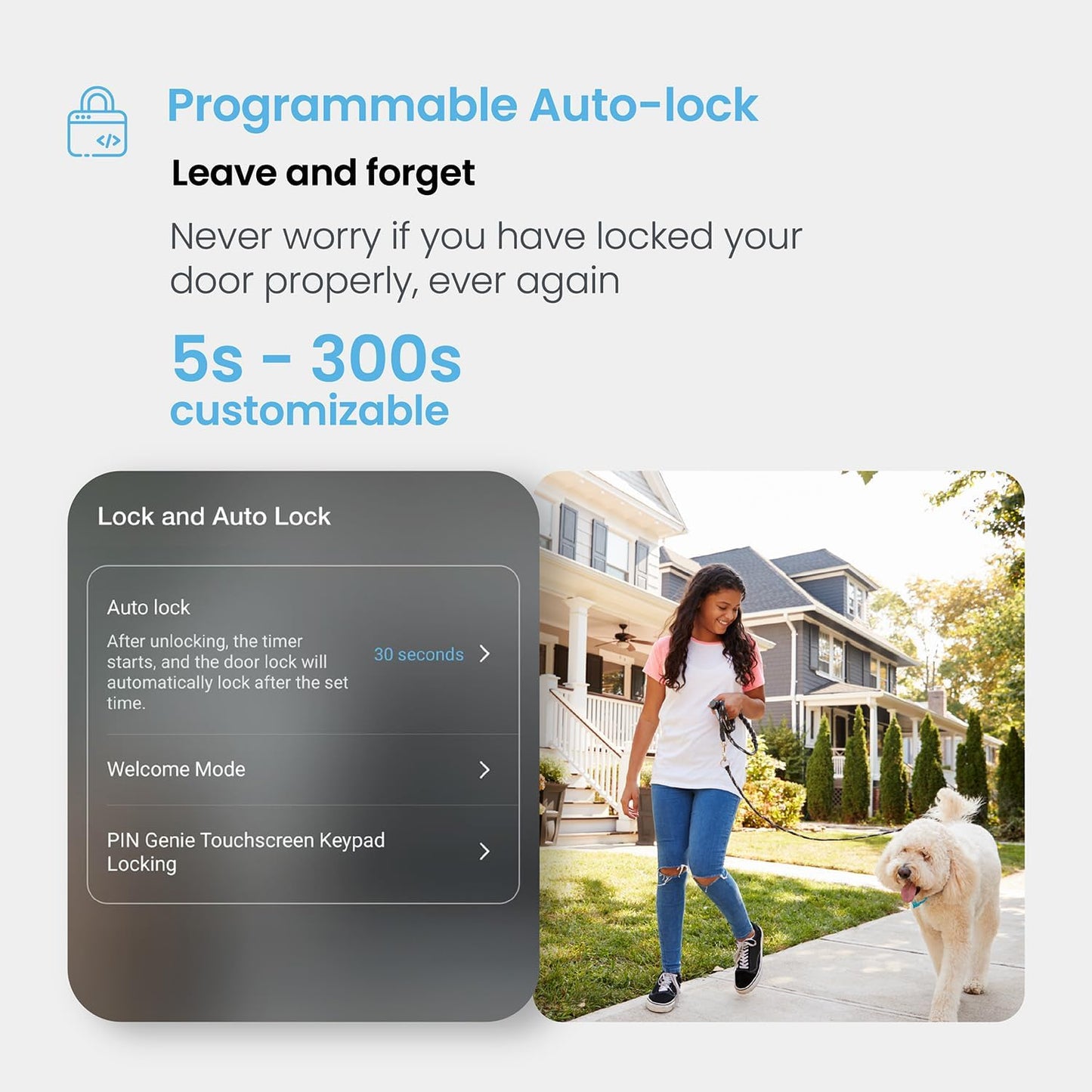 Lockly Secure Pro Deadbolt, Wi-Fi Smart Lock, Keyless Entry Door Lock, Smart Locks for Any Doors, PIN Genie® Keypad, 3D Biometric Fingerprint Sensor, Auto Lock, Rekeying Capability - Matte Black