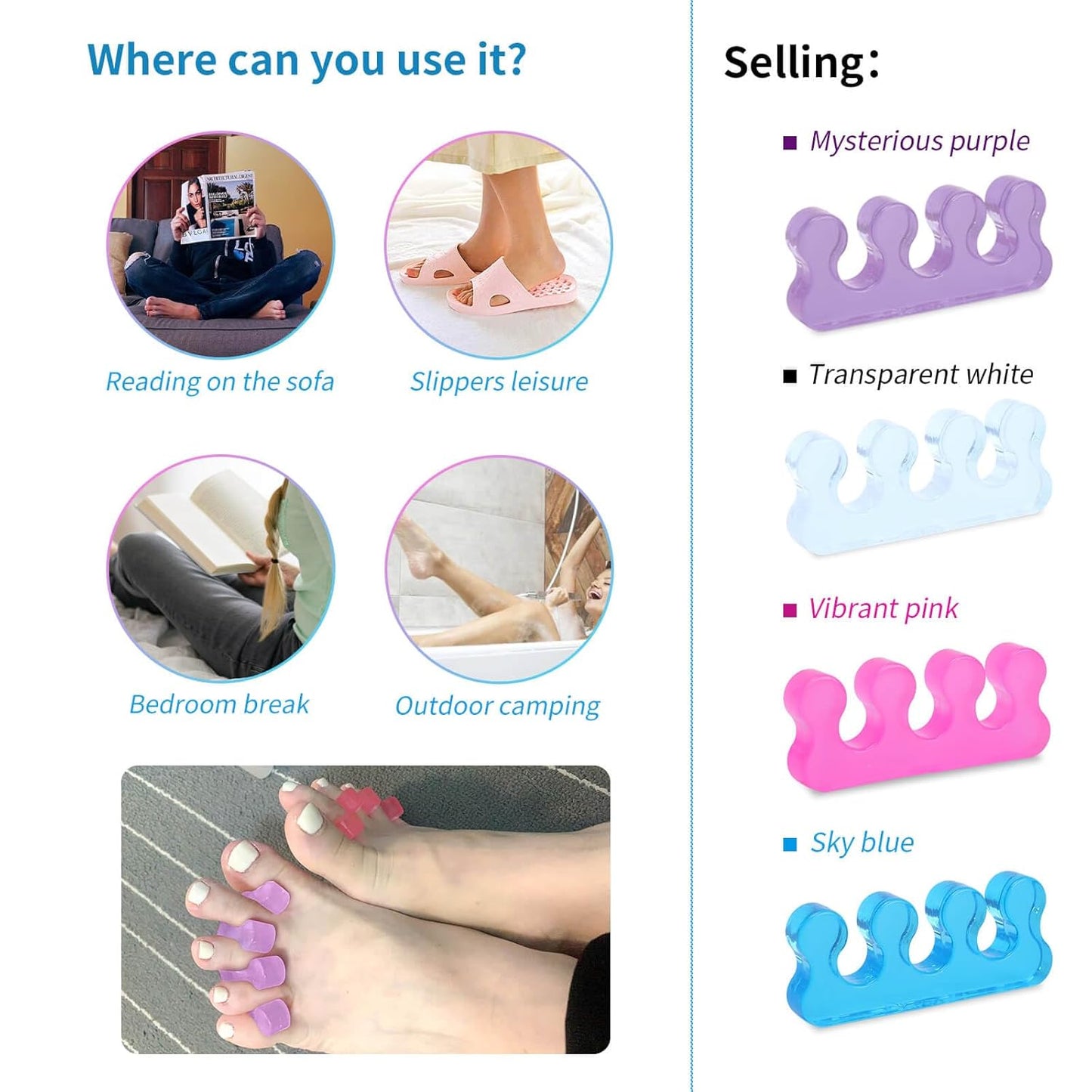 SUNFATT Gel Toe Separators,Toe Spacers for Women,Pedicures Toe Separators Use for Separation of Toenails or Nails,Beauty Pedicure Tools Suitable for Supplies for a Salon Pedicure.
