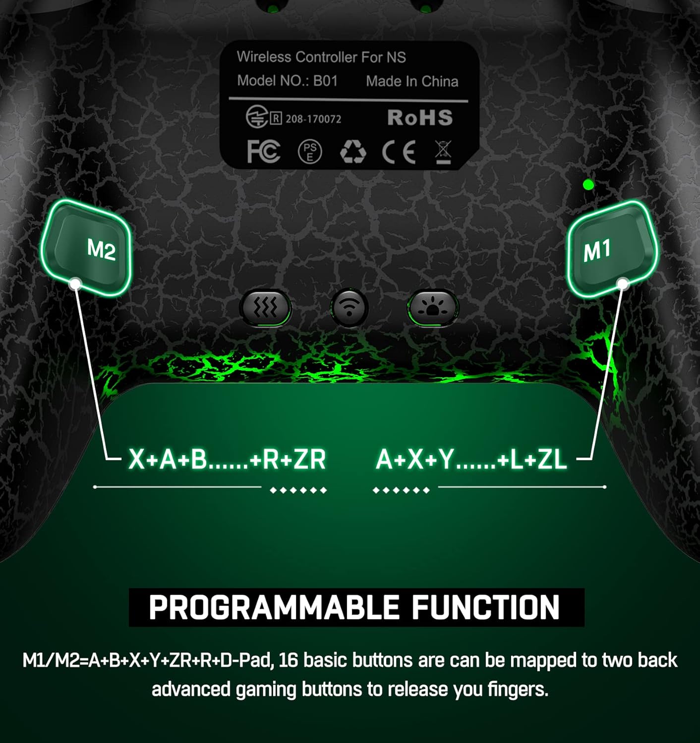 Wireless Switch Controller for Nintendo Switch/Lite/OLED Controller, Switch Controller with a Mouse Touch Feeling on Back Buttons, Extra Switch Pro Controller with Wake-up,Programmable, Turbo Function