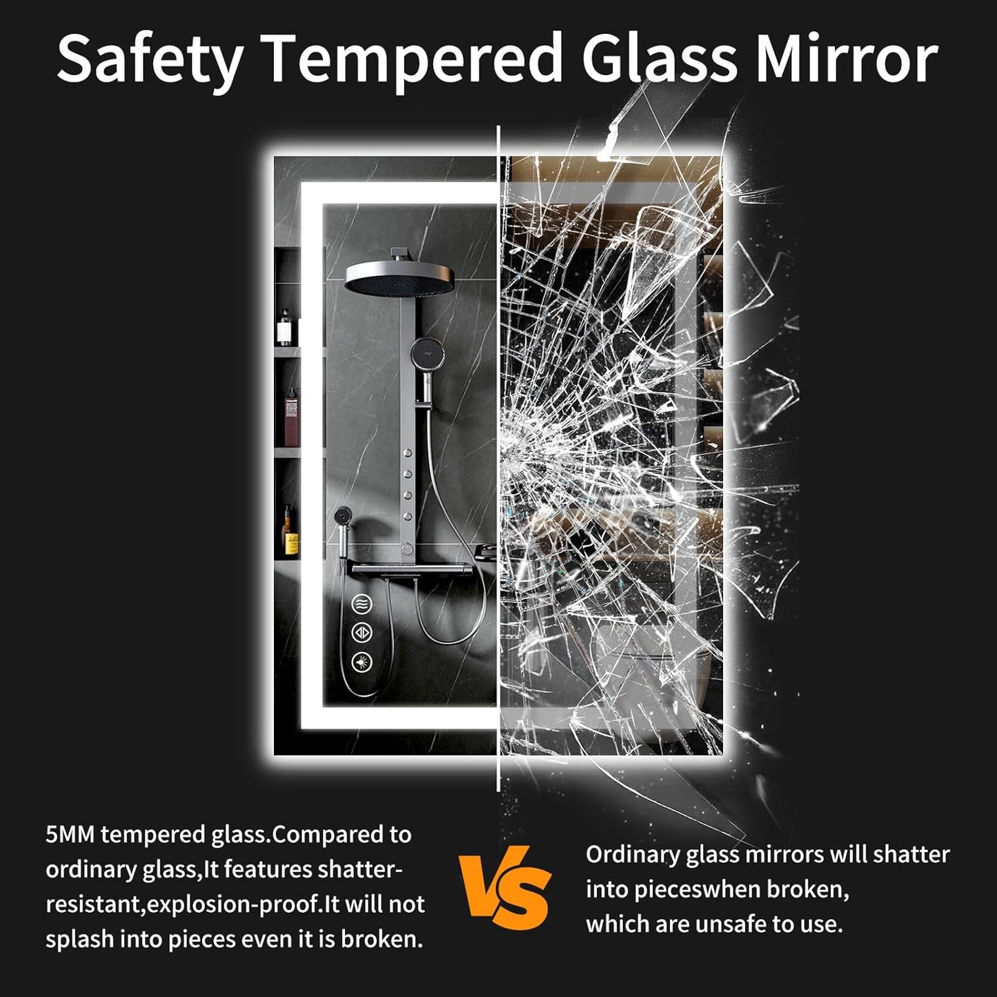 24"x32" LED Bathroom Mirror with Lights, Dimmable, Anti-Fog, Lighted Bathroom Vanity Mirror for Wall, Backlit + Front Lit, Memory Function, Shatter-Proof, Tempered Glass