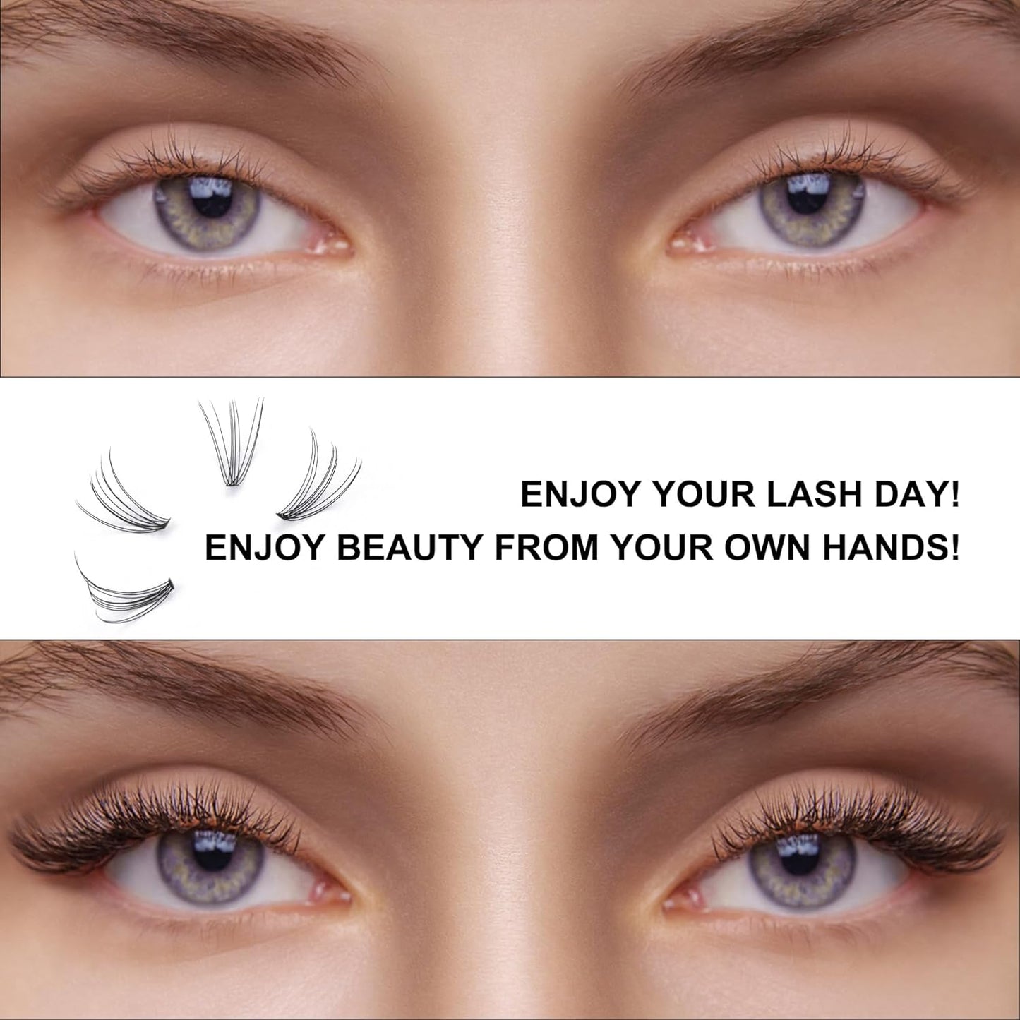 B&Qaugen Individual Lashes 280 Cluster Lashes Clusters Eyelash Clusters 10D 20D DIY Eyelash Extension Lash Clusters Extensions C D Curl Cluster Eyelash Extensions(10D-D-9-16 mix)