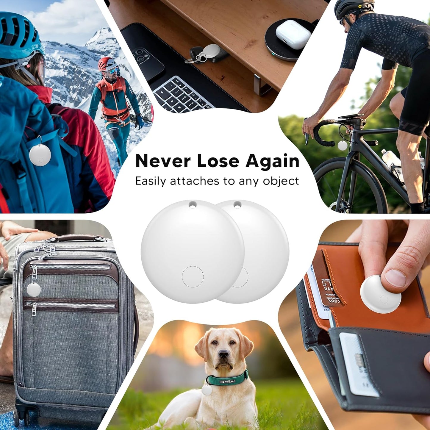 Air Tracker Tag for Android Smart Tag(Not for iOS) Tags-4 Pack Android Work with Google Find Hub App Key Finder Bluetooth Tracker Item Locator for Keys, Luggage, Backpack, etc. (White, 2 Pack)