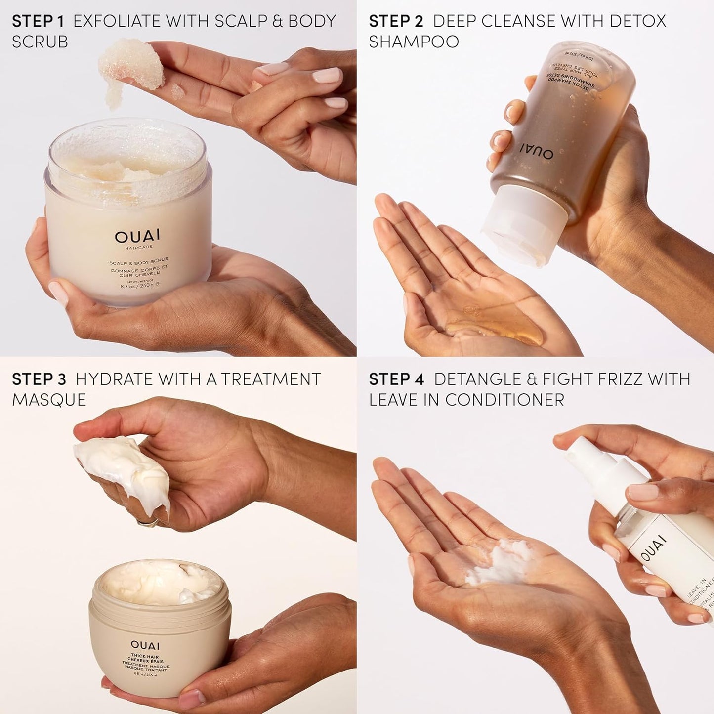 OUAI Detox Shampoo - Clarifying Shampoo for Build Up, Dirt, Oil, Product and Hard Water - Apple Cider Vinegar & Keratin for Clean, Refreshed Hair - Sulfate-Free Hair Care (10 oz)