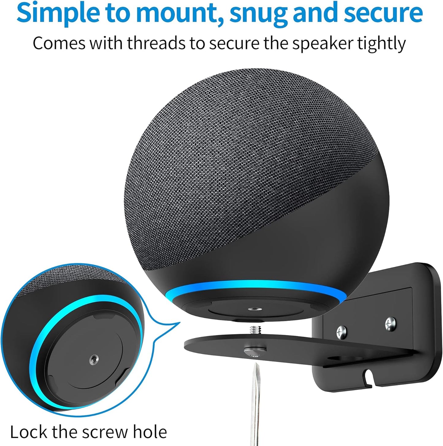 PlusAcc Wall Mount for 4th Gen - Space-Saving Stand Shelf Compatible with Google Home Mini & 4th Generation, Metal Bracket with Cable Management(Black)