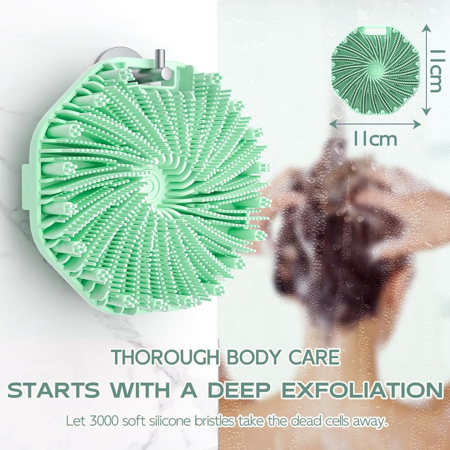 Silicone Body Scrubber, Exfoliating Body Wash Scrubbers Exfoliator, Shower Body Brush for Effective Showering Exfoliation and Gentle Massage (Green)