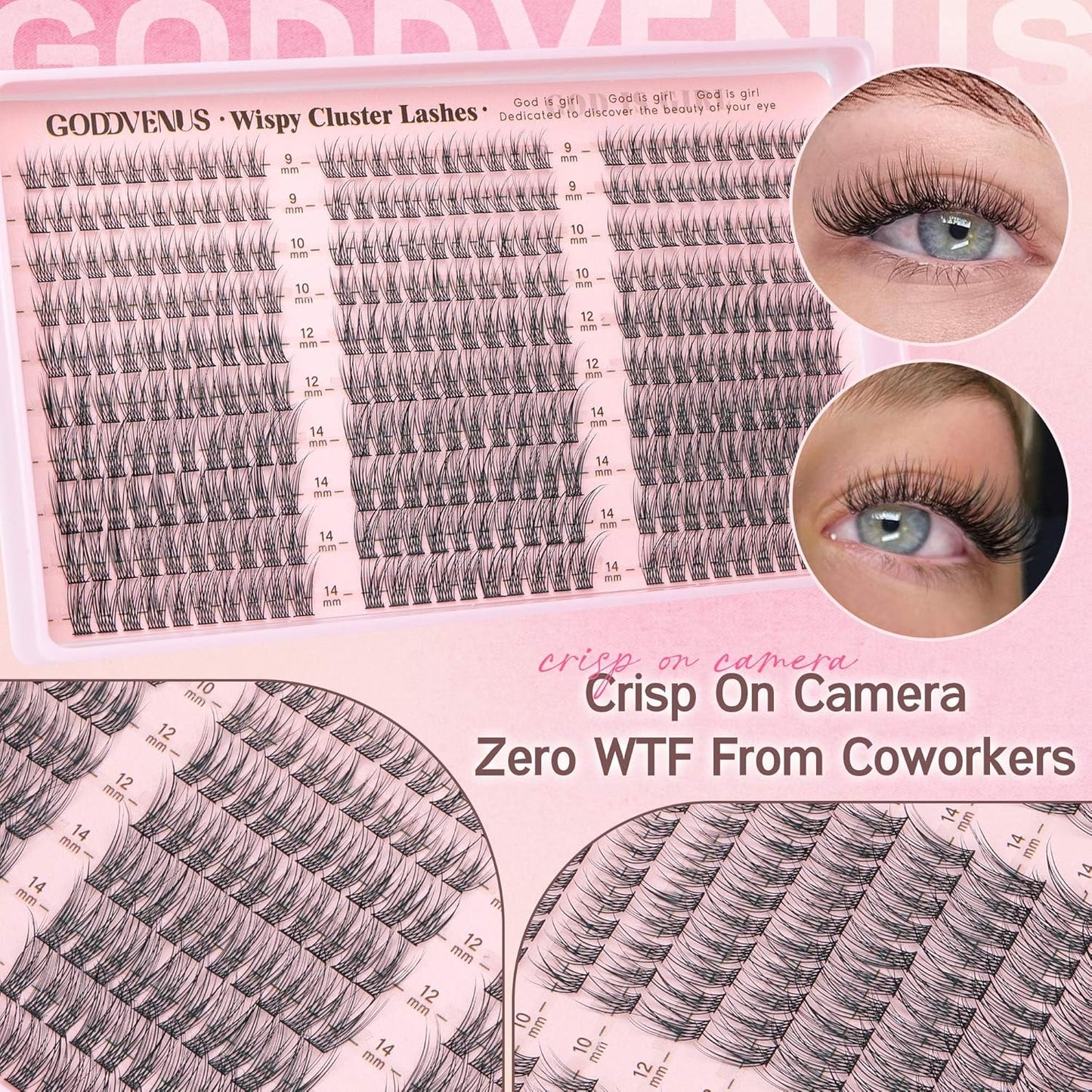 Lash Clusters Kit 9-14mm Wispy Eyelash Clusters Lashes Natural DIY Lash Extension Kit Short Cluster Eyelash Extensions Kit 300pcs C Curl Individual Lashes Cluster Eyelash (With Tweezers)