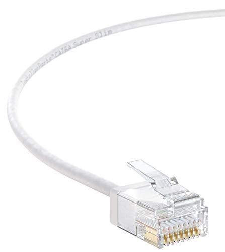 InstallerParts Ethernet Cable CAT6A Super Slim Cable UTP 1.5 FT - White - Professional Series - 10Gigabit/Sec Network/High Speed Internet Cable, 550MHZ, 32AWG