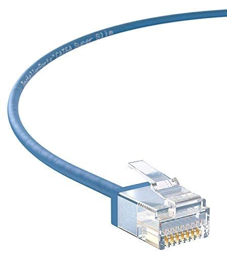 InstallerParts Ethernet Cable CAT6A Super Slim Cable UTP 7 FT - Blue - Professional Series - 10Gigabit/Sec Network/High Speed Internet Cable, 550MHZ, 32AWG