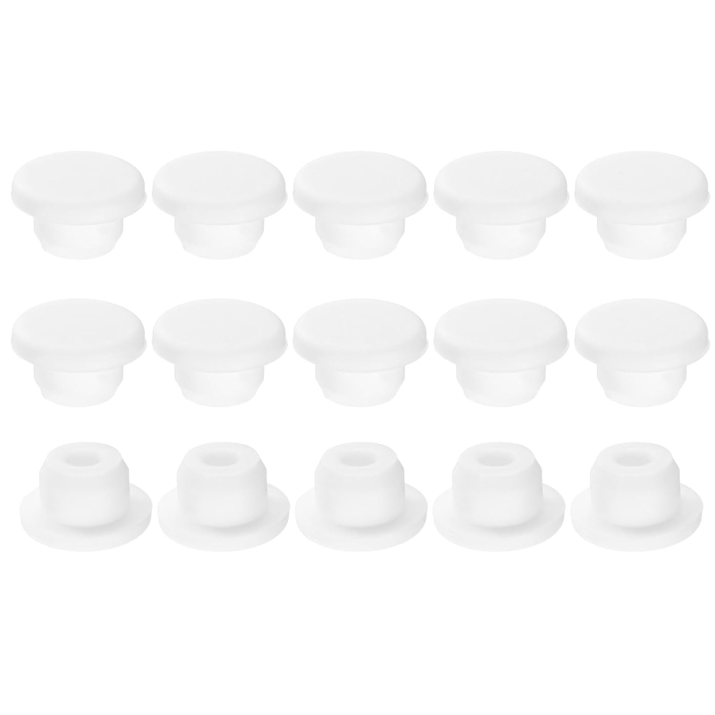 uxcell 15Pcs Silicone Hole Plug, Waterproof Round Rubber Stoppers Bottle Seal Plugs Tube Pipe End Caps for 16mm/0.63" Hole for Bathtub Bottle, White