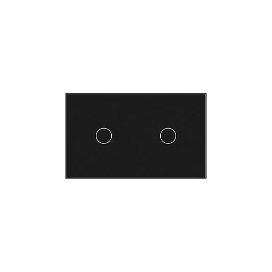 2 Way Light Switch 118X72X34MM No Neutral Wire, Wall Touch Switch 1000W, Tempered Glass Panel, FCC, Black 2 Gang