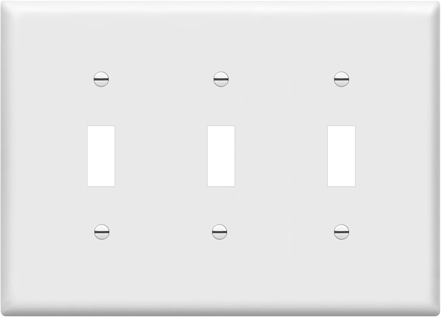 ENERLITES Toggle Light Switch Wall Plate, Gloss Finish, 3-Gang 4.88" x 6.77", Mid-Size, Unbreakable Polycarbonate Thermoplastic, UL Listed, 8813M-W, White