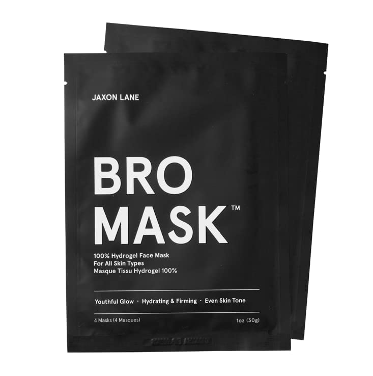 Skin Care Set: Deluxe Skincare Routine Gift Set 5pc, Mens Facial Care kit with Jaxon Lane Sunscreen, Bro Mask Sheet Mask & Eye Gels, Powder Face Wash and Moisturizer Set, Anti Aging Face Care for Men