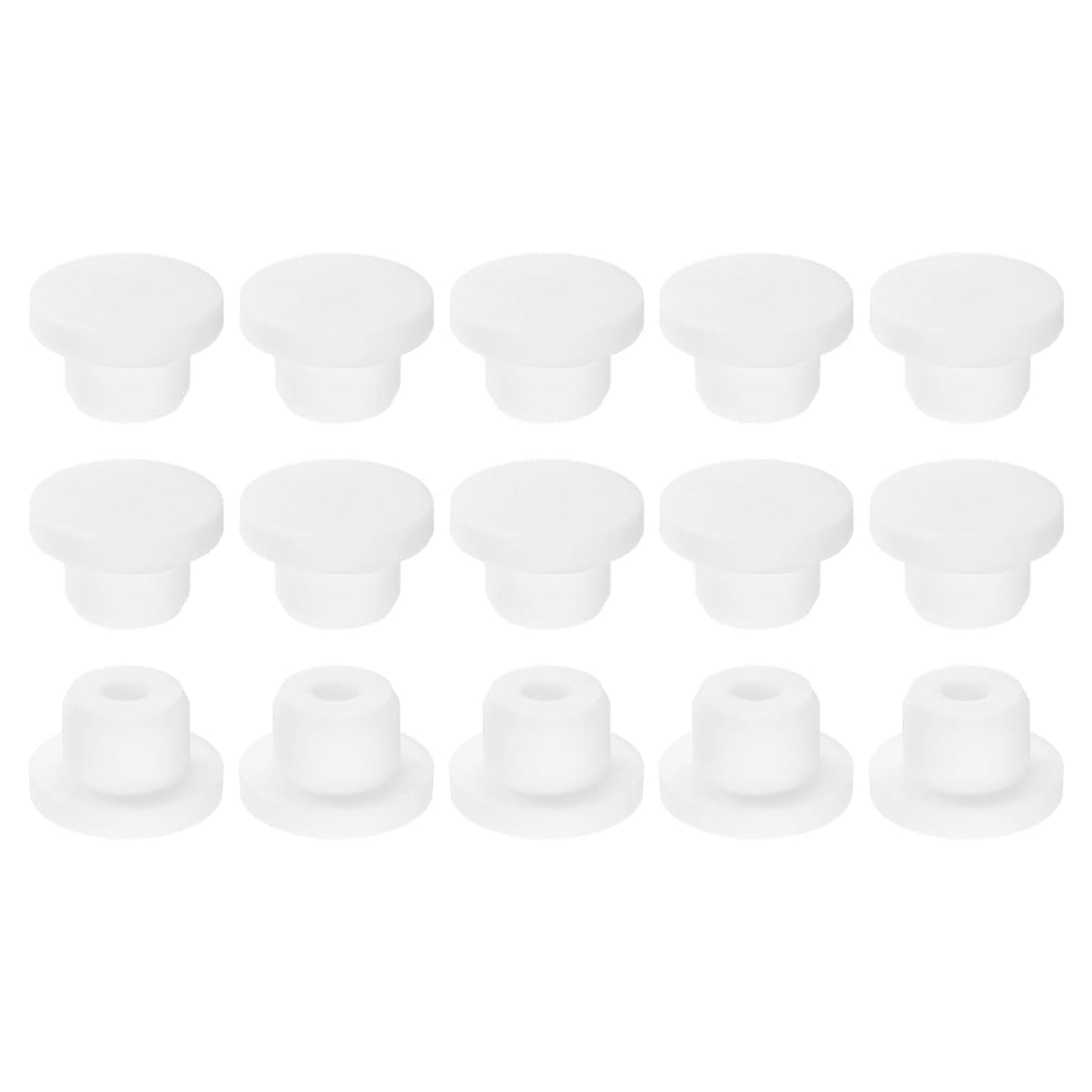 uxcell 15Pcs Silicone Hole Plug, Waterproof Round Rubber Stoppers Bottle Seal Plug Tube Pipe End Cap for 15mm/0.59" Hole for Bathtub Bottle, White