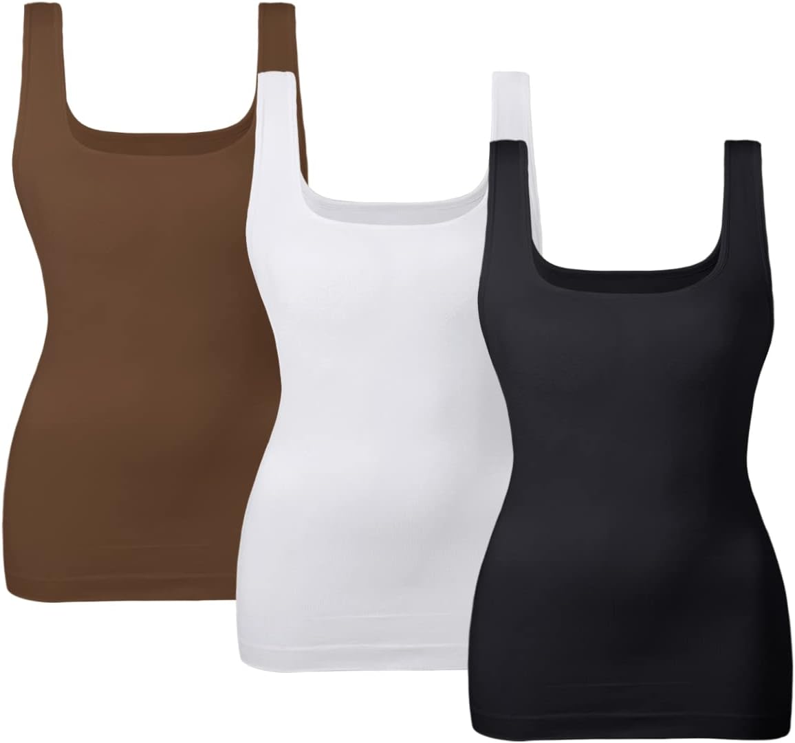 EUYZOU Women's Tummy Control Shapewear Tank Tops Seamless Square Neck Compression Tops Slimming Body Shaper Camisole
