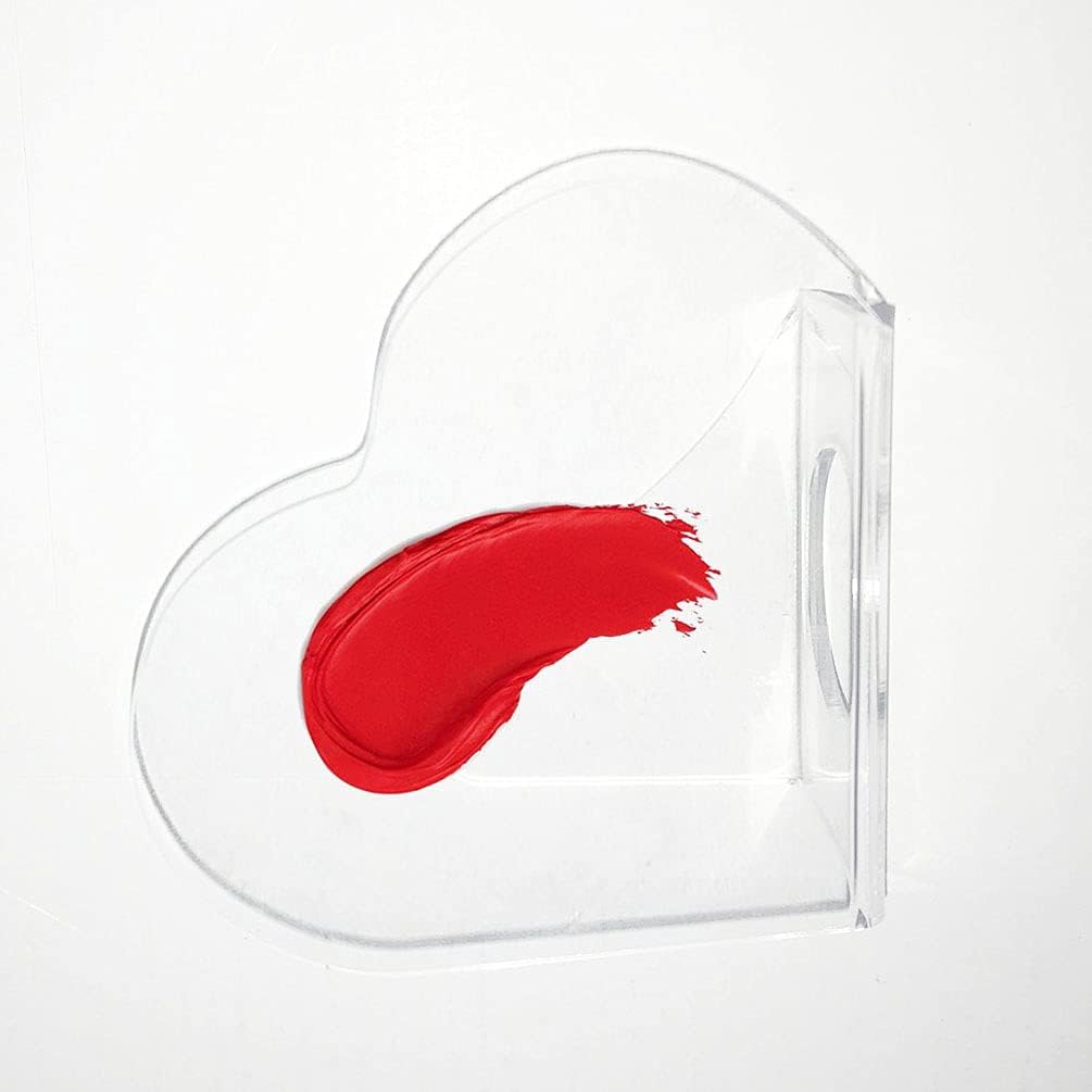 1 Pack Transparent Acrylic Nail Art Hand-held Palette Nail DIY Art Design Paint Color Mixing Manicure Tool, Heart Shaped