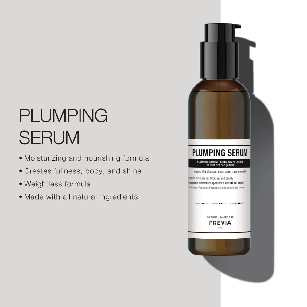 PREVIA Hair Plumping Serum for Thinning Hair Increase Thickness & Density Advanced Treatment for Hair Regrowth and Loss Moisturizing Nourishing Formula Sulfate Free Paraben Free 6.7 oz