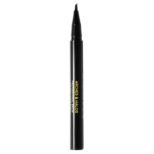 Arches and Halos Angled Bristle Tip Waterproof Brow Pen - Water Based and Smudge Proof Eyebrow Pencil - Extended Wear - Warm Brown - 0.051 oz