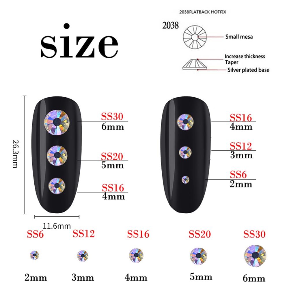 3000 Pieces SS6 2mm Flatback Rhinestones Clear Glass Round Gems Crystals for Nail Art DIY Crafts Clothes Shoes Bags （Citrine）