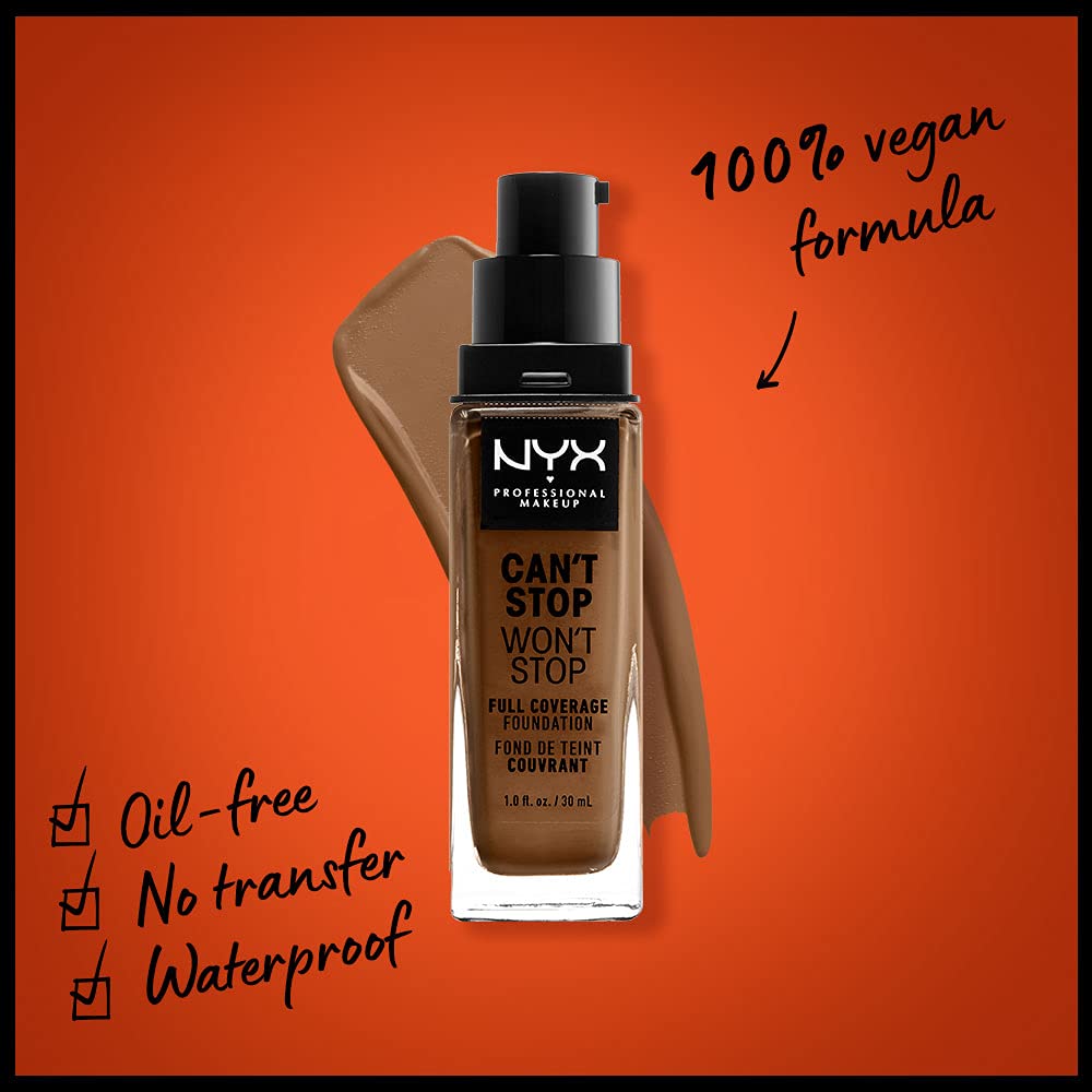 NYX PROFESSIONAL MAKEUP Can't Stop Won't Stop Foundation, 24h Full Coverage Matte Finish - Sienna