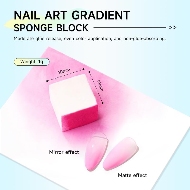 Nail Sponges Set for Ombre Gel,Nail Art Tools Set-50Pcs colorful Nail Sponges With pink Grabbing Pen Transparent Plastic Storage Box Used to Store Nail Art Tools