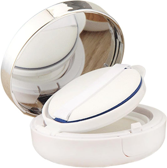 15g 0.5oz empty cushion foundation compact, luxurious white silver edge portable bb cream container dressing case