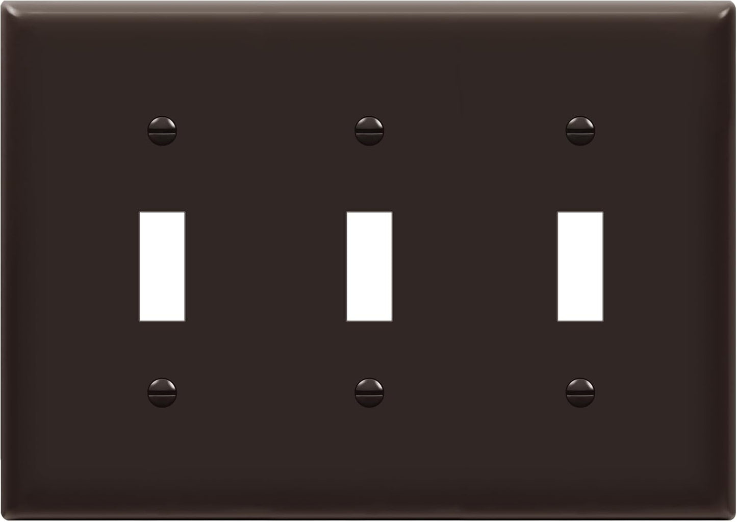 ENERLITES Triple Light Wall, Toggle Switch Plate, Gloss Finish, 3-Gang Standard Size 4.50" x 6.38", Unbreakable Polycarbonate Thermoplastic, UL Listed, 8813-BR, Brown