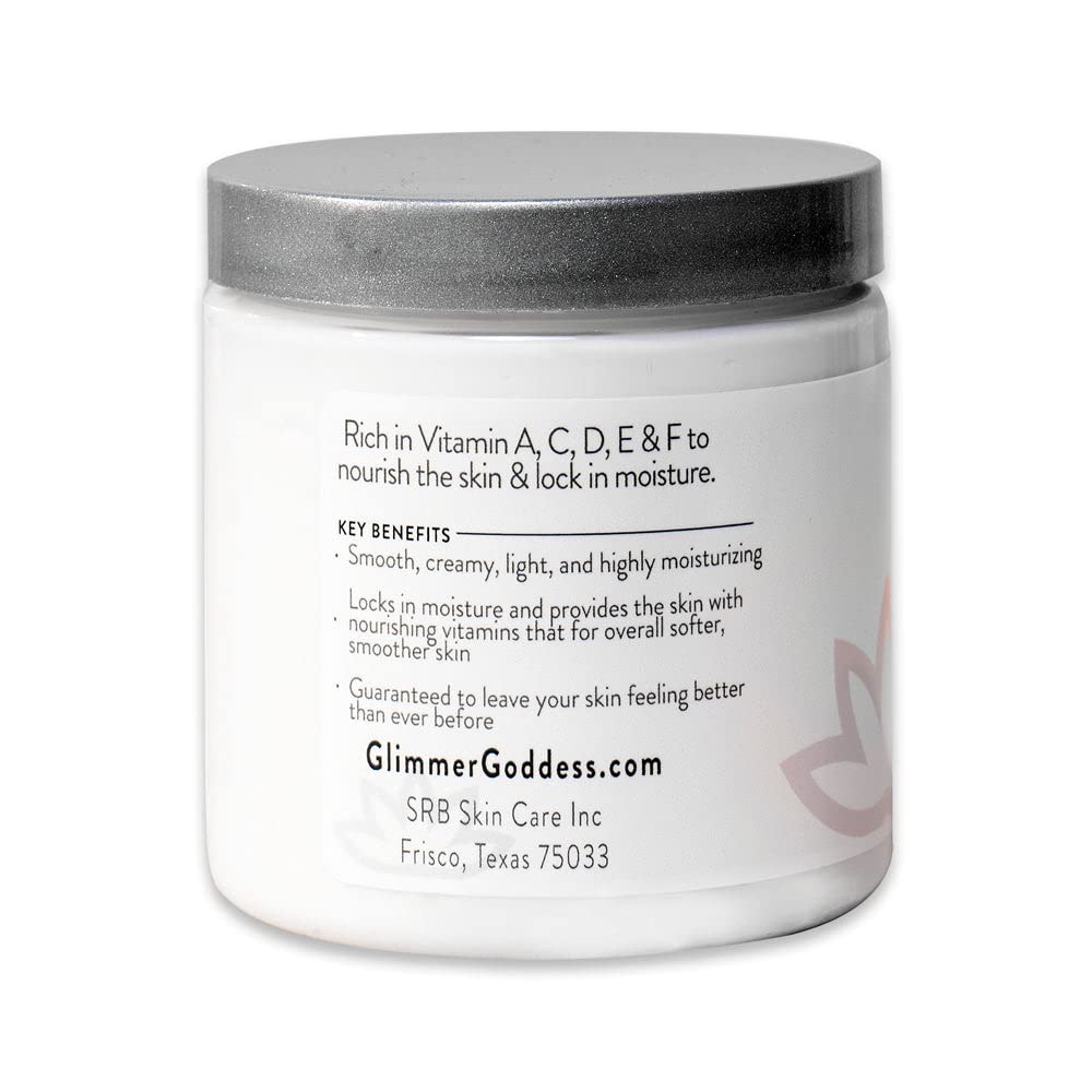 Glimmer Goddess Organic Whipped Body Butter for Women - Moisturizer Cream with Shea & Cocoa Butter, Almonds & Coconut Oil - Orange Creamsicle, 8oz