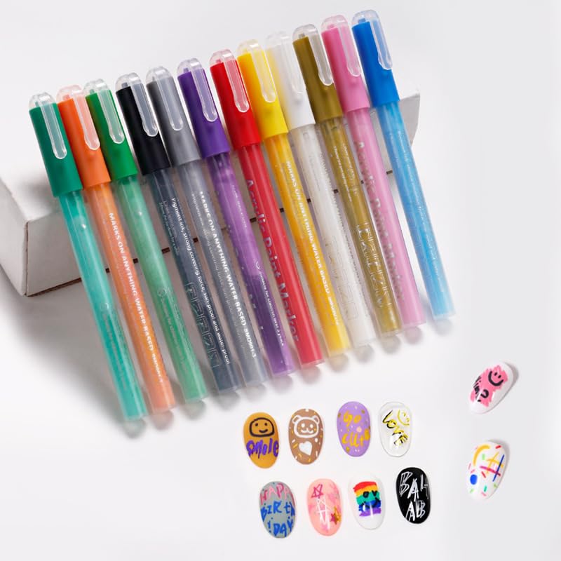 6 black and 6 White Nail Polish Pens Set, Nail Art Pen, Nail Pencil, DIY Drawing Painting Pen, for Nails DIY (6 black+6 White)