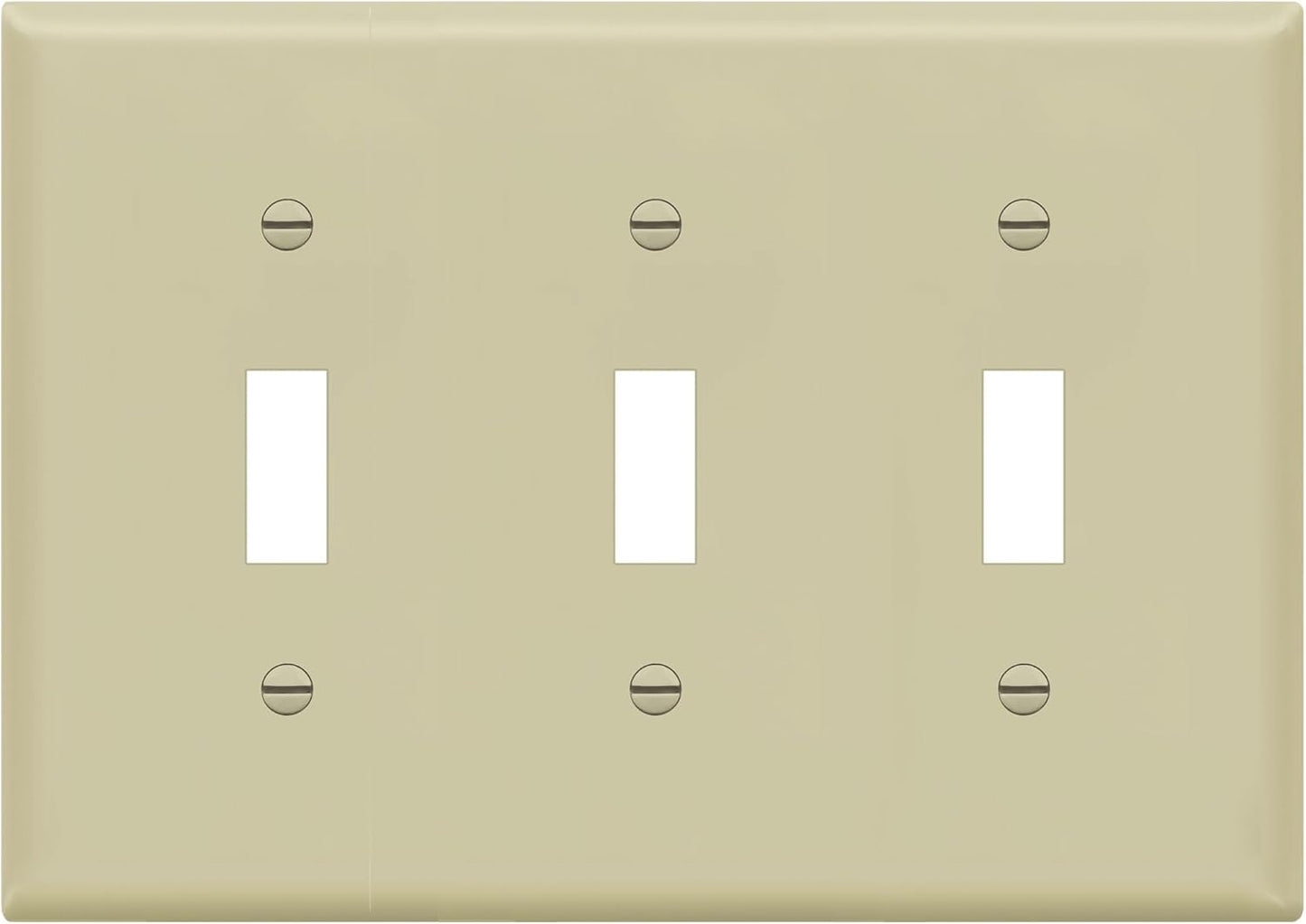 ENERLITES Toggle Light Switch Wall Plate, Gloss Finish, Size 3-Gang 4.50" x 6.38", Unbreakable Polycarbonate Thermoplastic, 8813-I, Ivory
