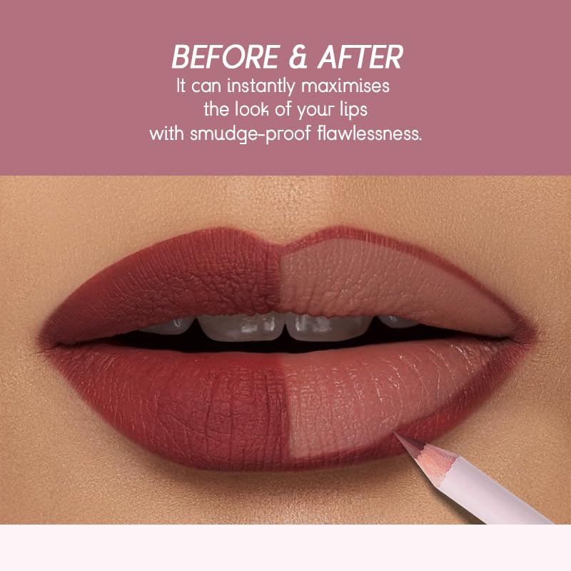 USHAS Lipstick and Lip Liner Combo Set 2 in 1 Waterproof Lipstick for Women Lip liner Set Long Lasting Lipstick, Matte Lipstick Pen with Lip Liner Set Makeup Kits (S11, Pack of 1)