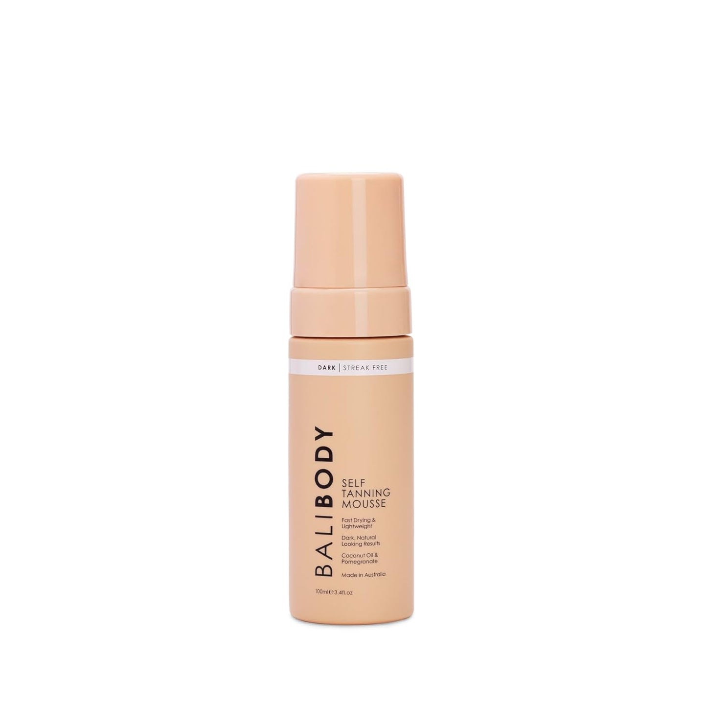 Bali Body Self Tanner Mousse Dark – Sunless Tanning Foam for Body | Natural, Streak-Free, Fake Tan | Vegan, Cruelty-Free, Organic Self Tan Mousse for All Skin Types (100ml/3.4 fl oz)