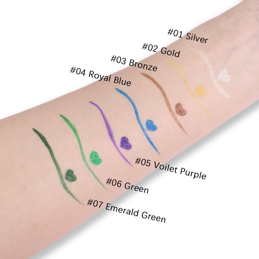 evpct 1Pcs Bronze Liquid Eyeliner Makeup, Bronze Gold Glitter Metallic Shimmer Colored Eyeliner Liquid Eye Liner Eyeshadow Pencil Face Body Glitter Makeup, Longwear, Fake Eyelashe Mascara Accessories